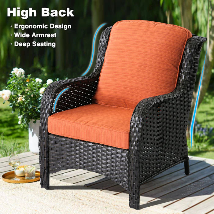 ALTRIGUS Patio Chairs 2-Piece Kenard Curved Handrest, Outdoor Conversation Set with Cushions