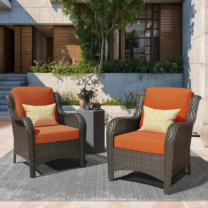 ALTRIGUS Patio Chairs 2-Piece Kenard Curved Handrest, Outdoor Conversation Set with Cushions