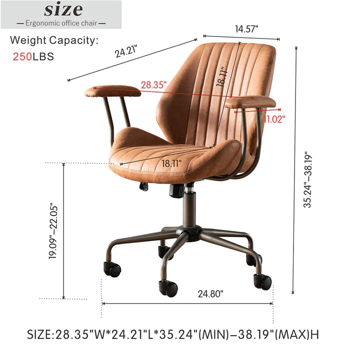 ALTRIGUS Office Chair Suede Fabric for Executive and Home Office Ergonomic Chair-Light Brown