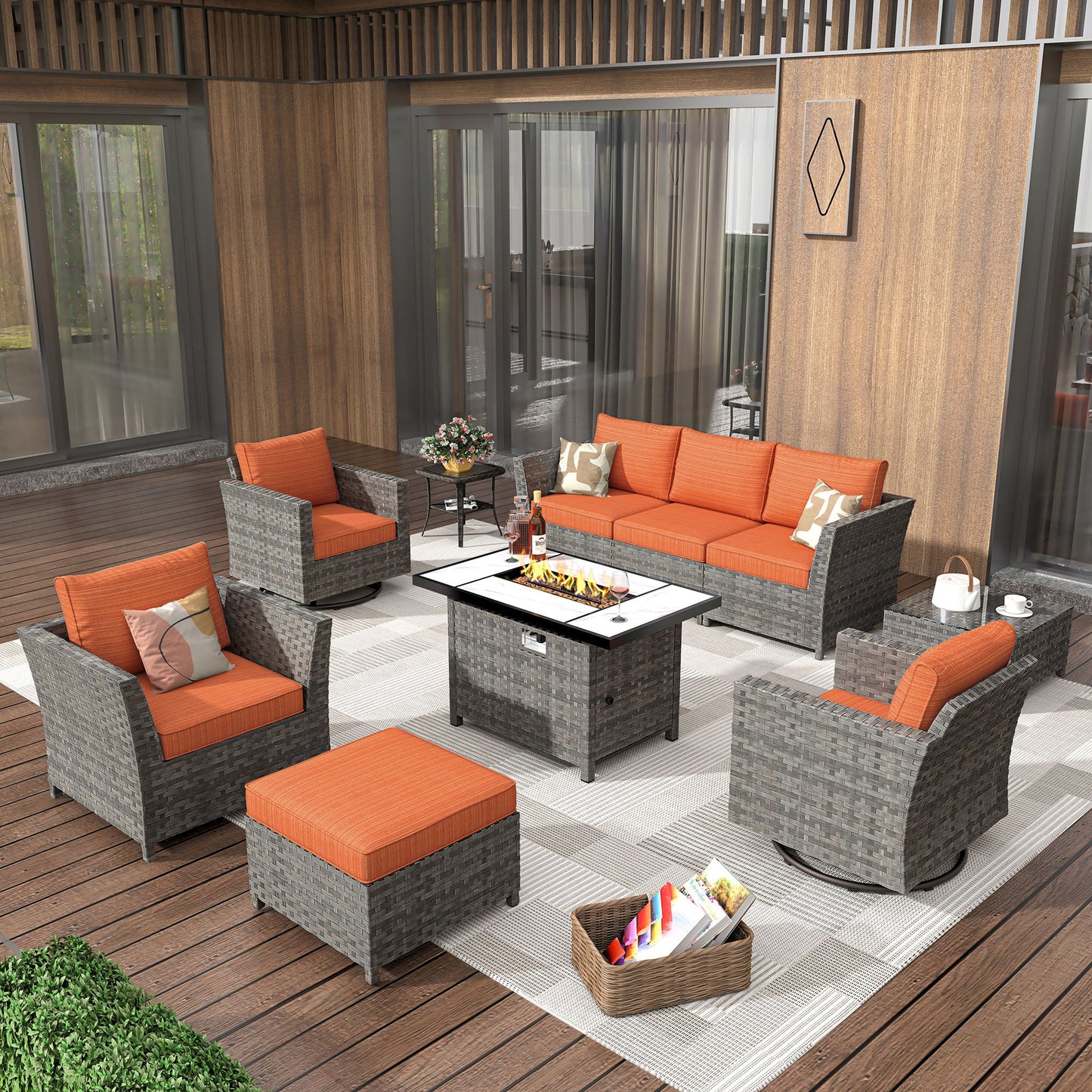 ALTRIGUS Patio Furniture Outdoor Sectional Sofa Sets 10 Pieces no Assembly Required Big Size Patio Sofa