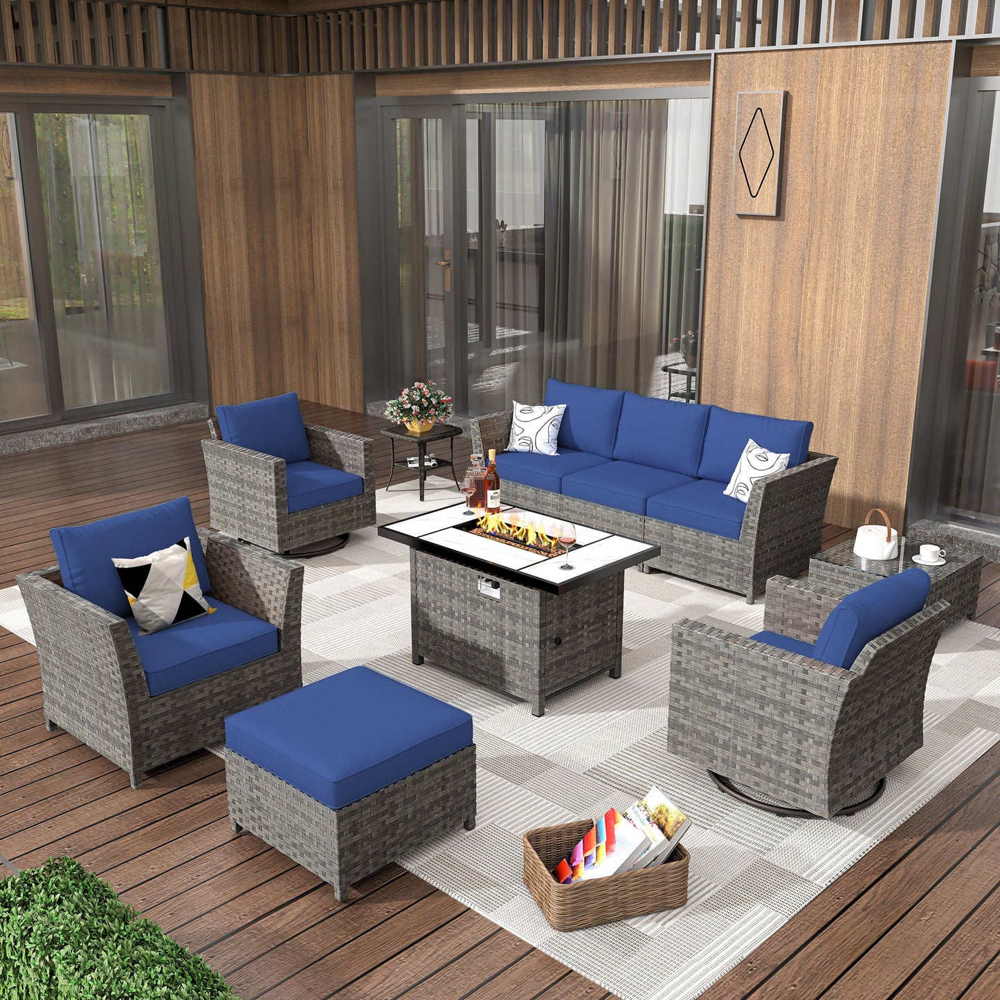 ALTRIGUS Patio Furniture Outdoor Sectional Sofa Sets 10 Pieces no Assembly Required Big Size Patio Sofa
