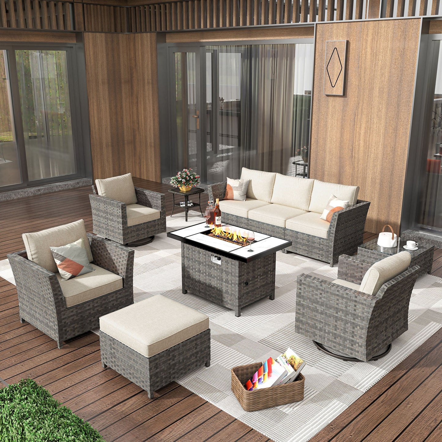 ALTRIGUS Patio Furniture Outdoor Sectional Sofa Sets 10 Pieces no Assembly Required Big Size Patio Sofa