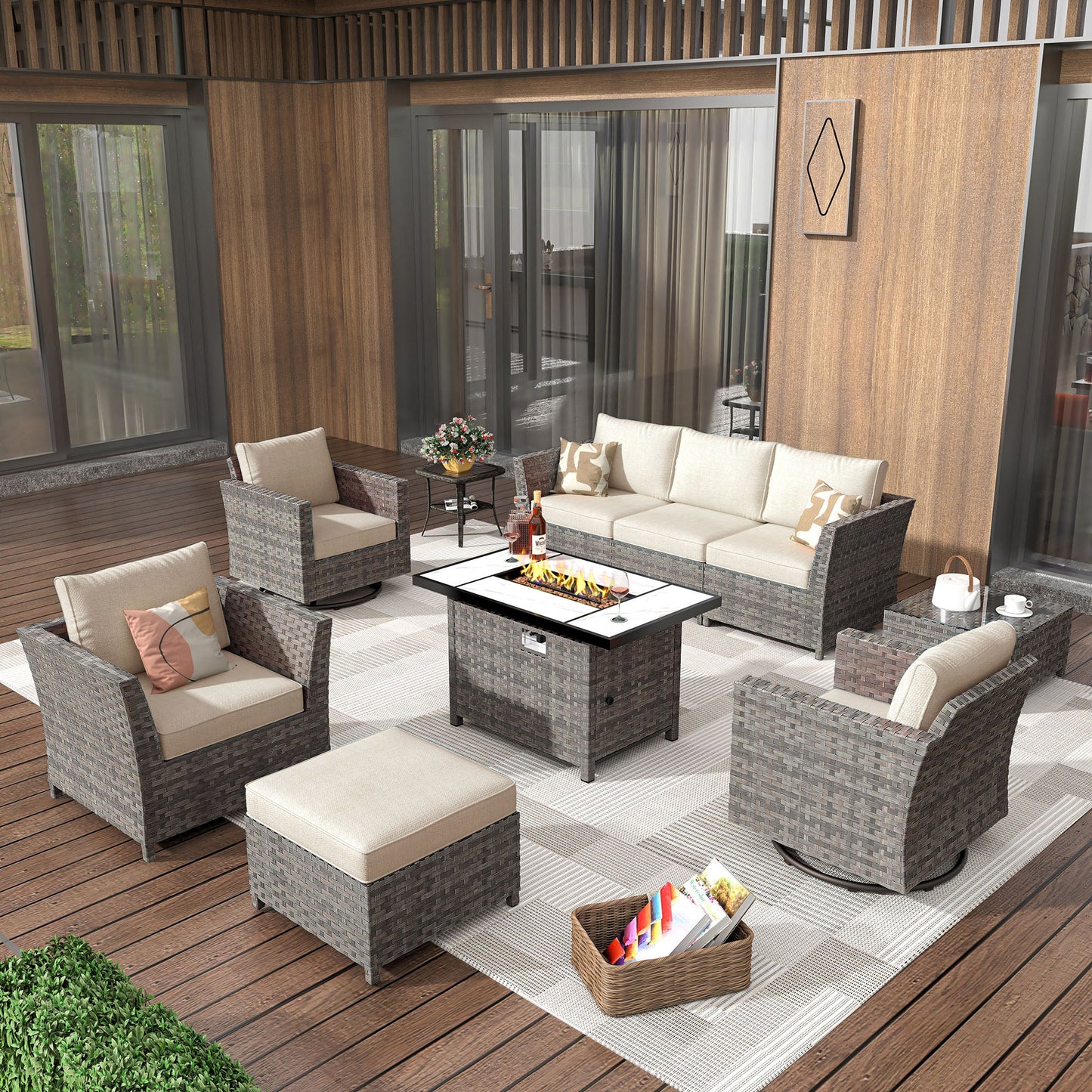 ALTRIGUS Patio Furniture Outdoor Sectional Sofa Sets 10 Pieces no Assembly Required Big Size Patio Sofa