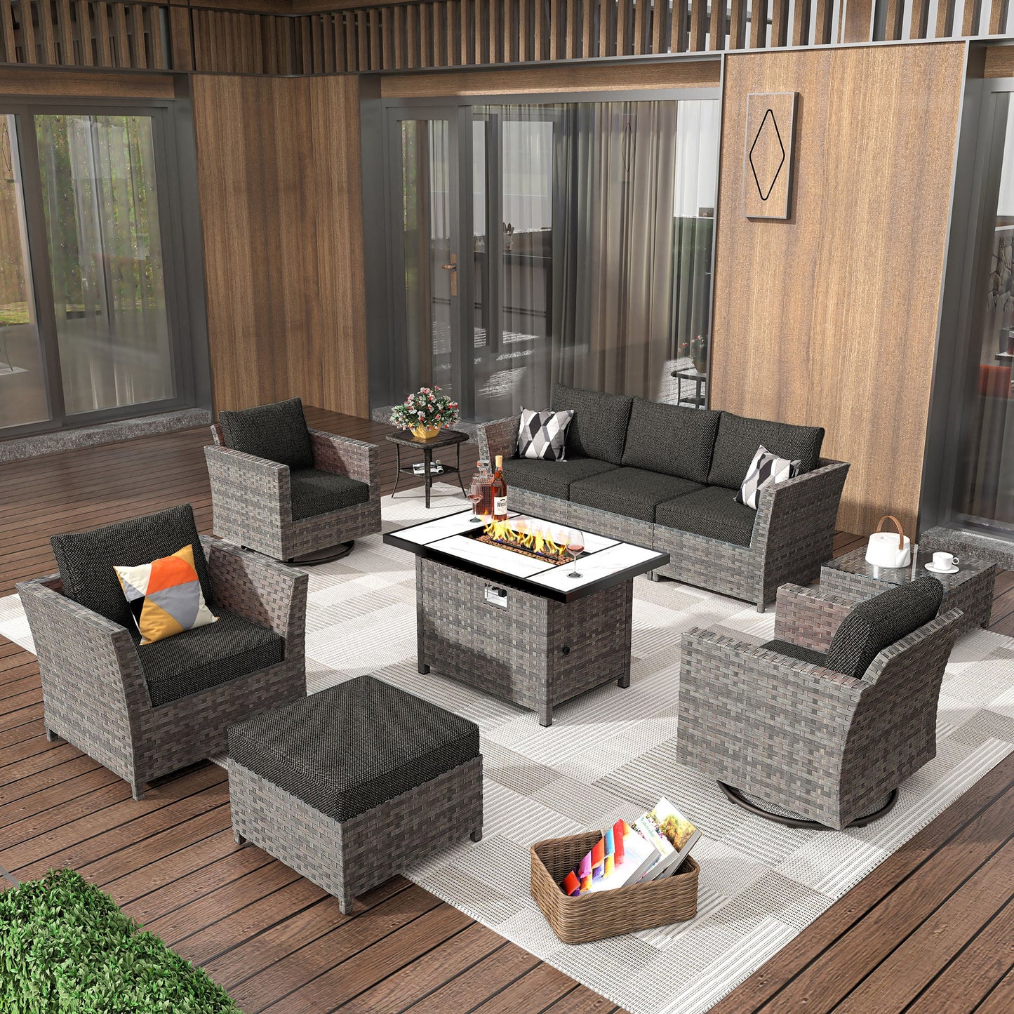 ALTRIGUS Patio Furniture Outdoor Sectional Sofa Sets 10 Pieces no Assembly Required Big Size Patio Sofa