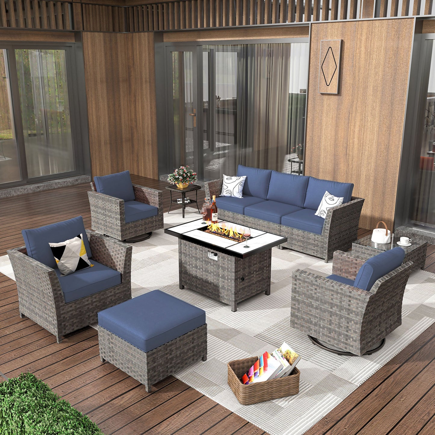 ALTRIGUS Patio Furniture Outdoor Sectional Sofa Sets 10 Pieces no Assembly Required Big Size Patio Sofa