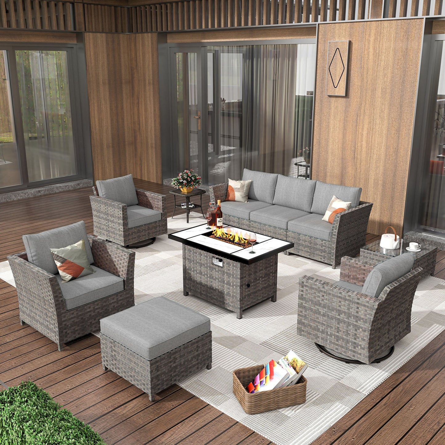 ALTRIGUS Patio Furniture Outdoor Sectional Sofa Sets 10 Pieces no Assembly Required Big Size Patio Sofa