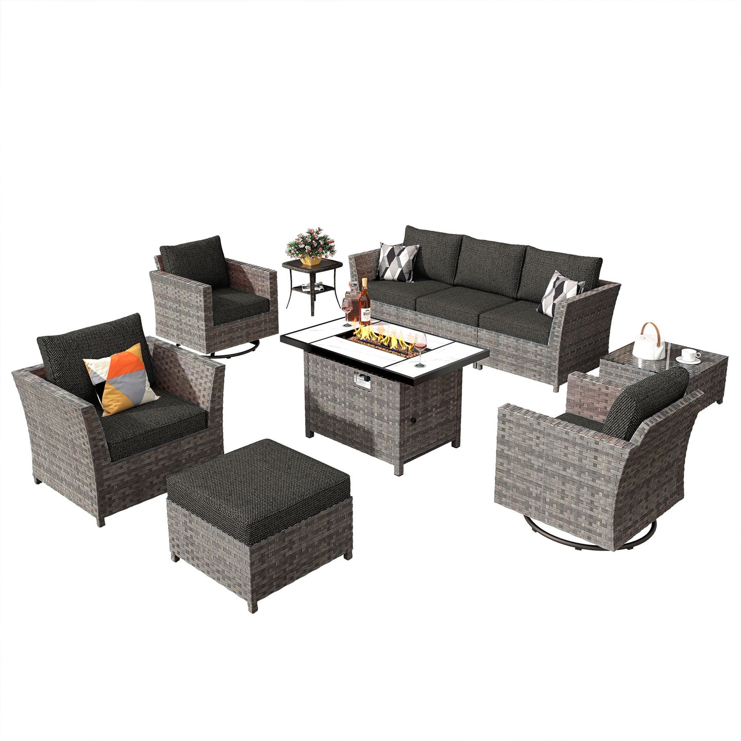ALTRIGUS Patio Furniture Outdoor Sectional Sofa Sets 10 Pieces no Assembly Required Big Size Patio Sofa