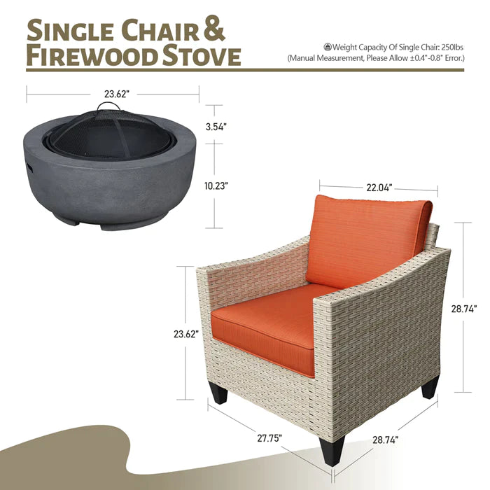 ALTRIGUS Athena Series Outdoor Patio Furniture Set with Fire Pit 3-Piece