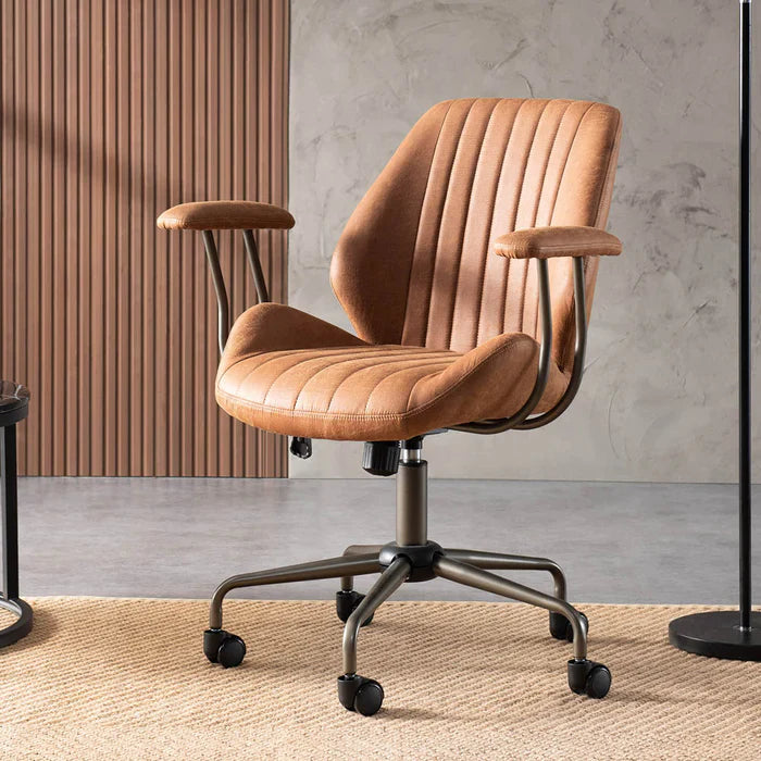 ALTRIGUS Office Chair Suede Fabric for Executive and Home Office Ergonomic Chair-Light Brown