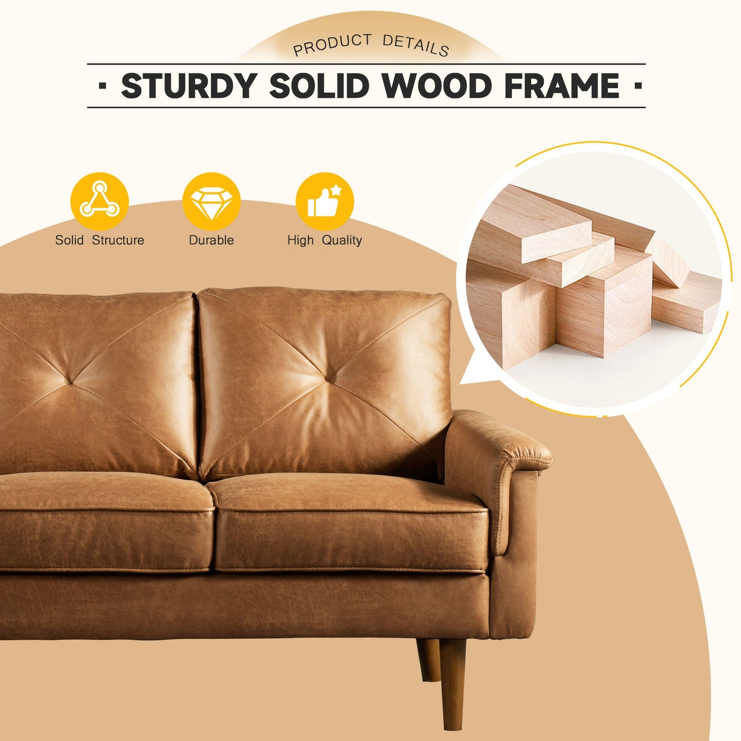 ALTRIGUS 72"Hot Stamping, Living Room Sofa, Easy To Install Sofa For Different House Types