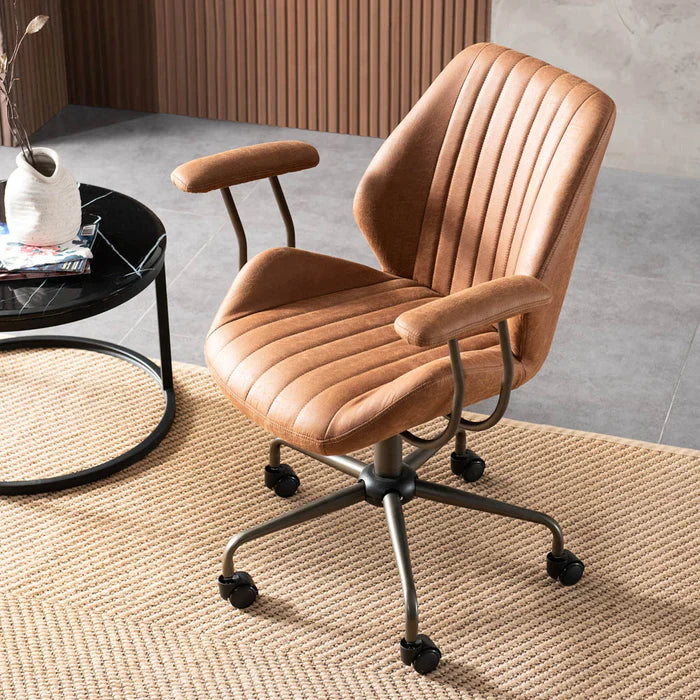 ALTRIGUS Office Chair Suede Fabric for Executive and Home Office Ergonomic Chair-Light Brown