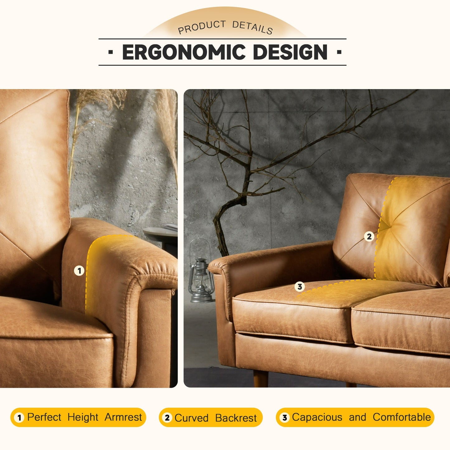 ALTRIGUS 72"Hot Stamping, Living Room Sofa, Easy To Install Sofa For Different House Types