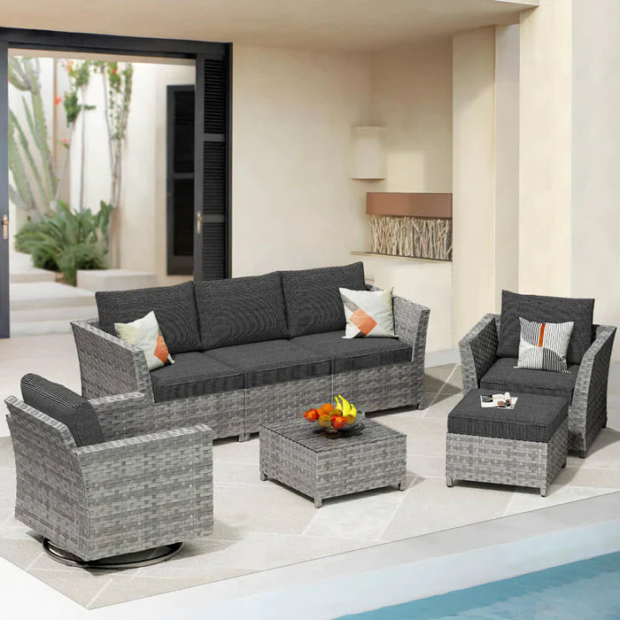 ALTRIGUS Patio Furniture Set 7-Piece include Swivel Chairs Set