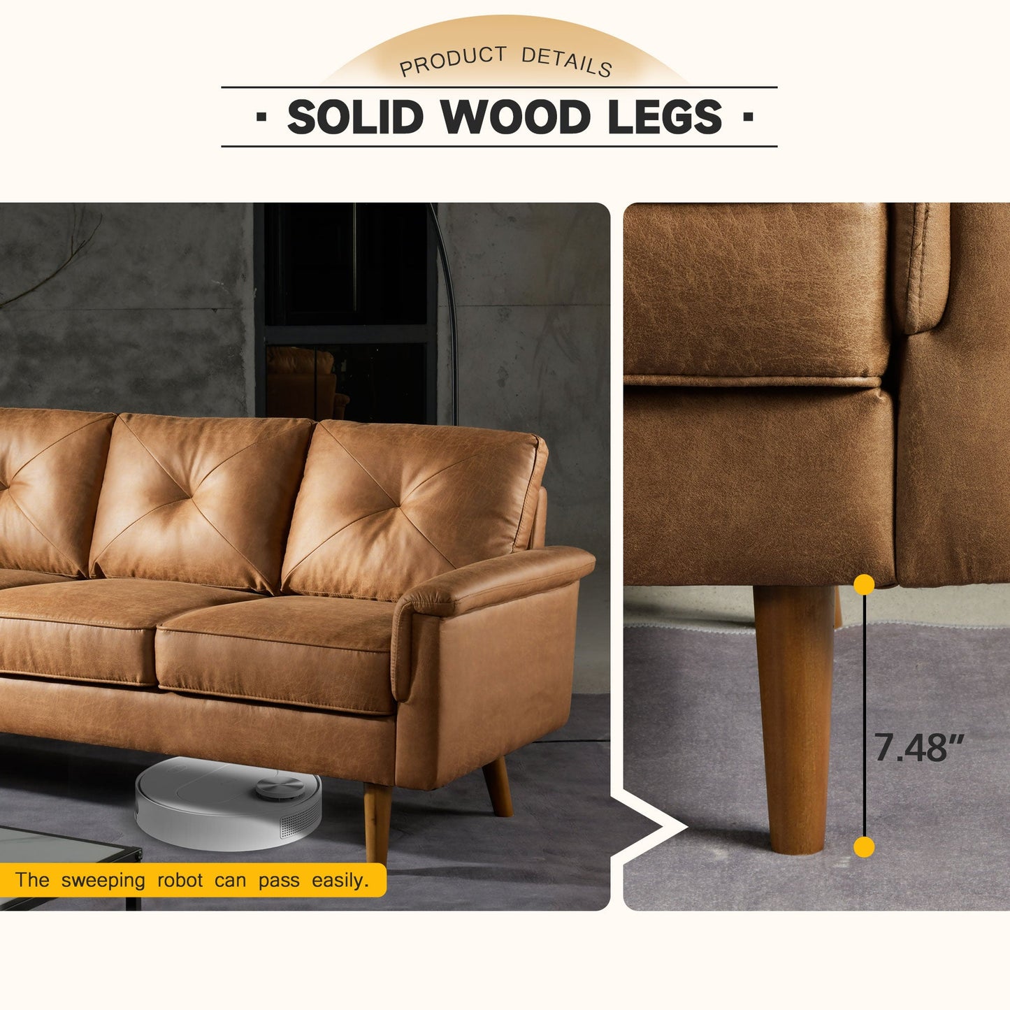 ALTRIGUS 72"Hot Stamping, Living Room Sofa, Easy To Install Sofa For Different House Types
