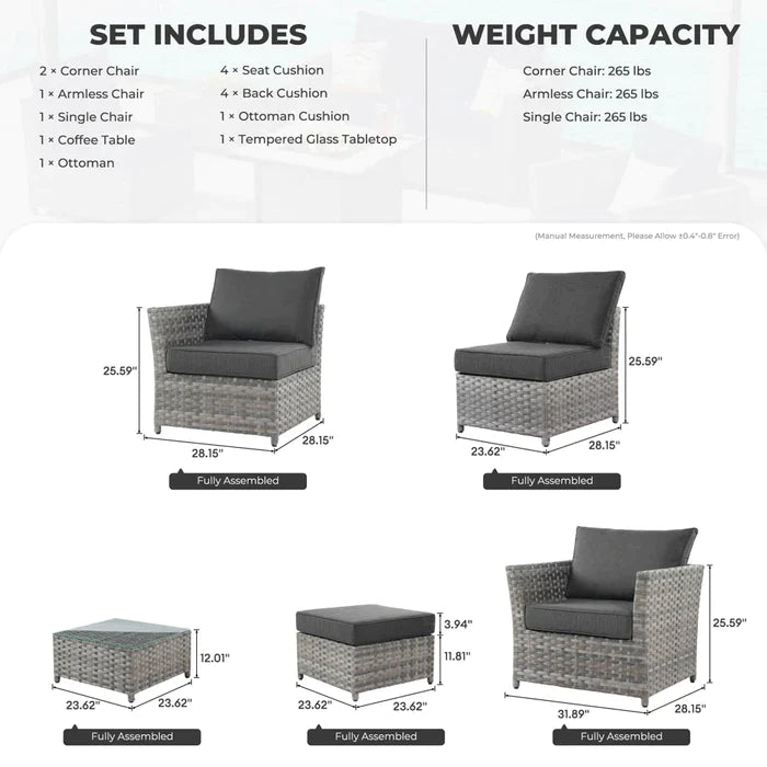 ALTRIGUS Patio Furniture Set New Rimaru 6-Piece with 2 Pillows, No Assembly Required