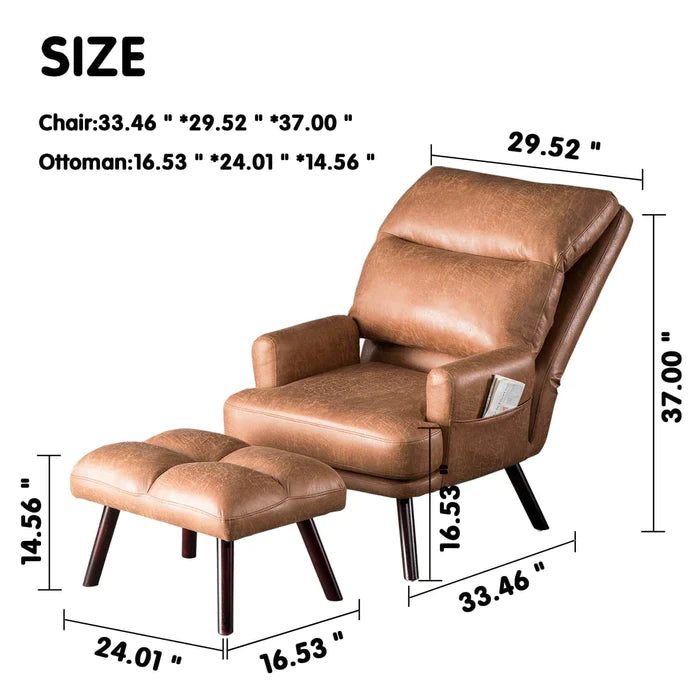 ALTRIGUS Living Room Accent Chair with Ottoman, multi angle adjustment
