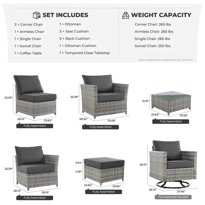 ALTRIGUS Patio Furniture Set 7-Piece include Swivel Chairs Set