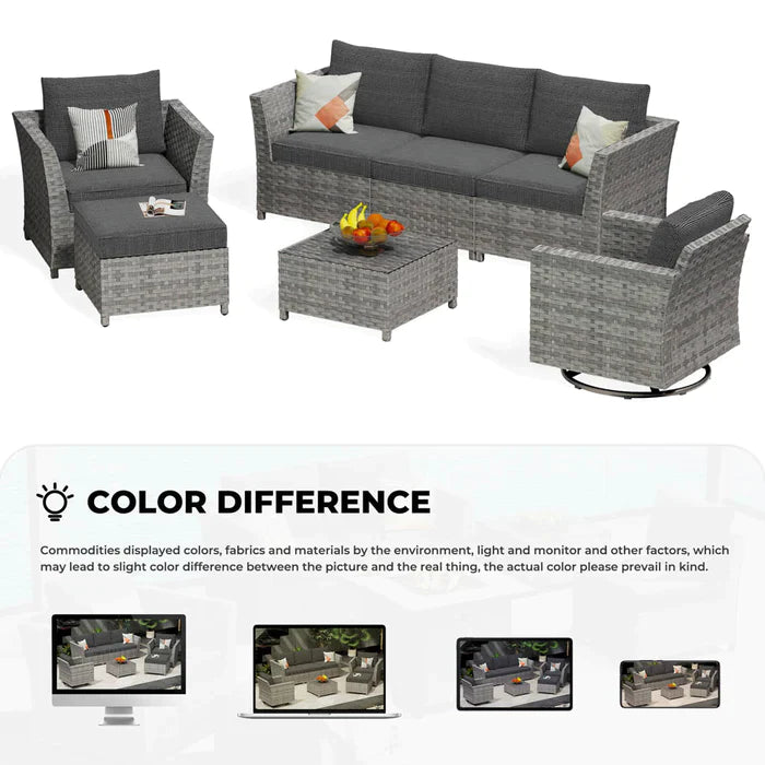 ALTRIGUS Patio Furniture Set 7-Piece include Swivel Chairs Set