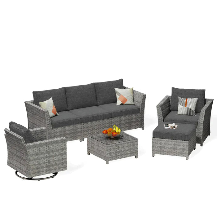 ALTRIGUS Patio Furniture Set 7-Piece include Swivel Chairs Set