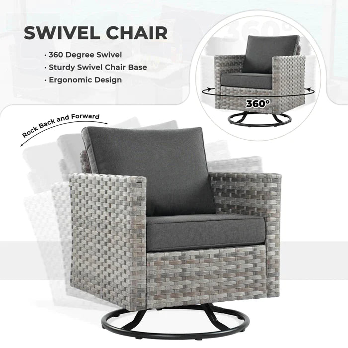 ALTRIGUS Patio Furniture Set 7-Piece include Swivel Chairs Set